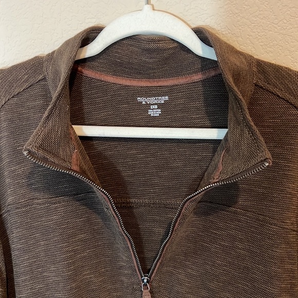 ROUNDTREE & YORK men’s dark brown sweater with 1/4 zip , long sleeve. Size 2XB - Picture 3 of 7